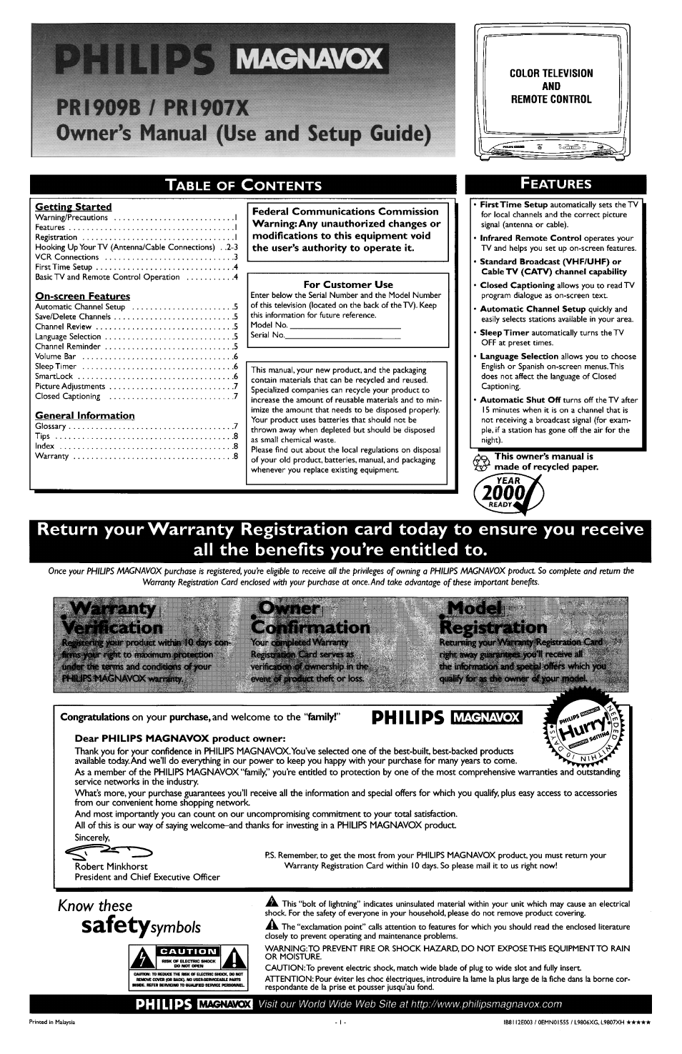 Philips PR1909B User Manual | 8 pages