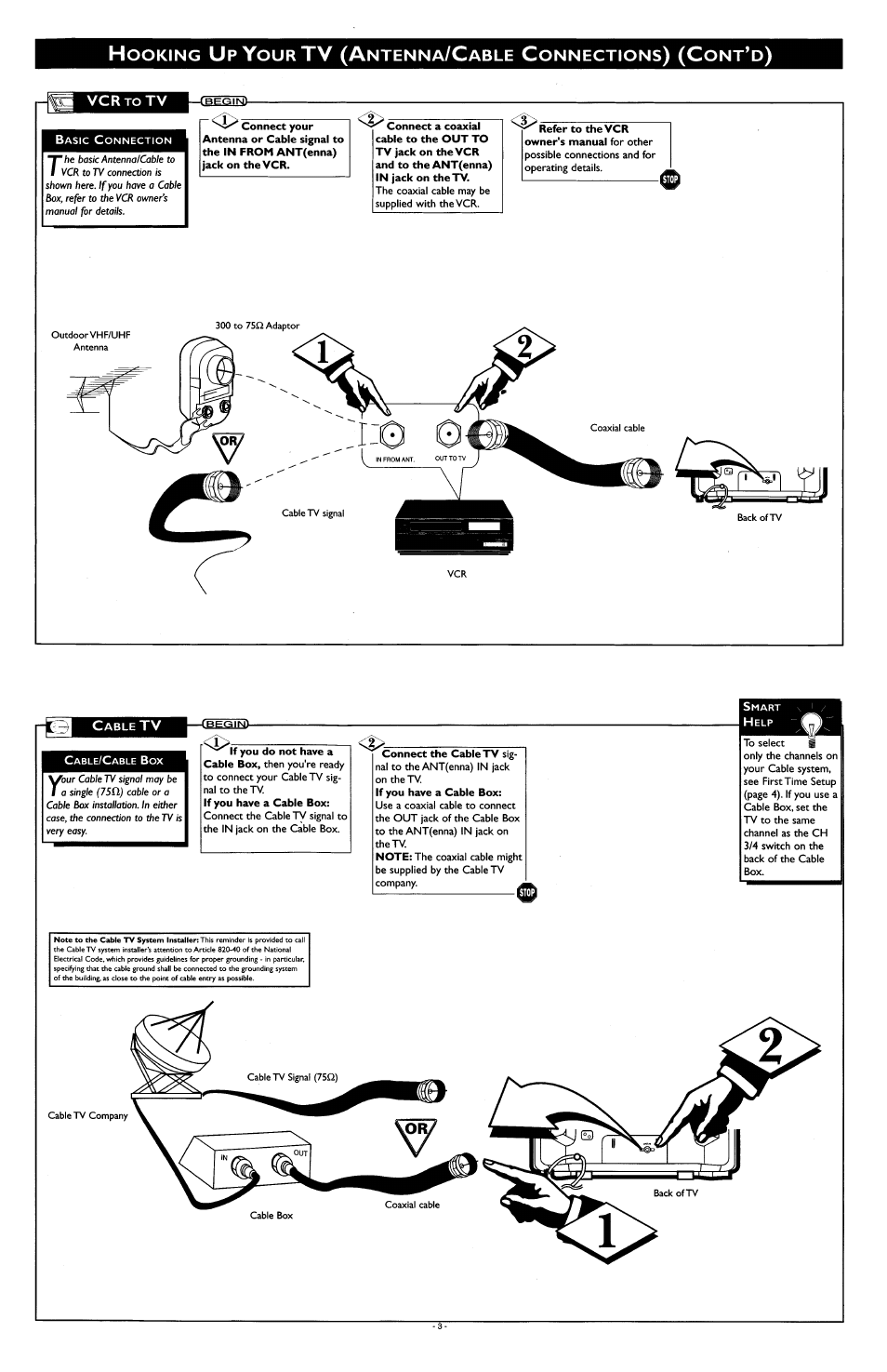 Cable tv | Philips PR1909B User Manual | Page 3 / 8