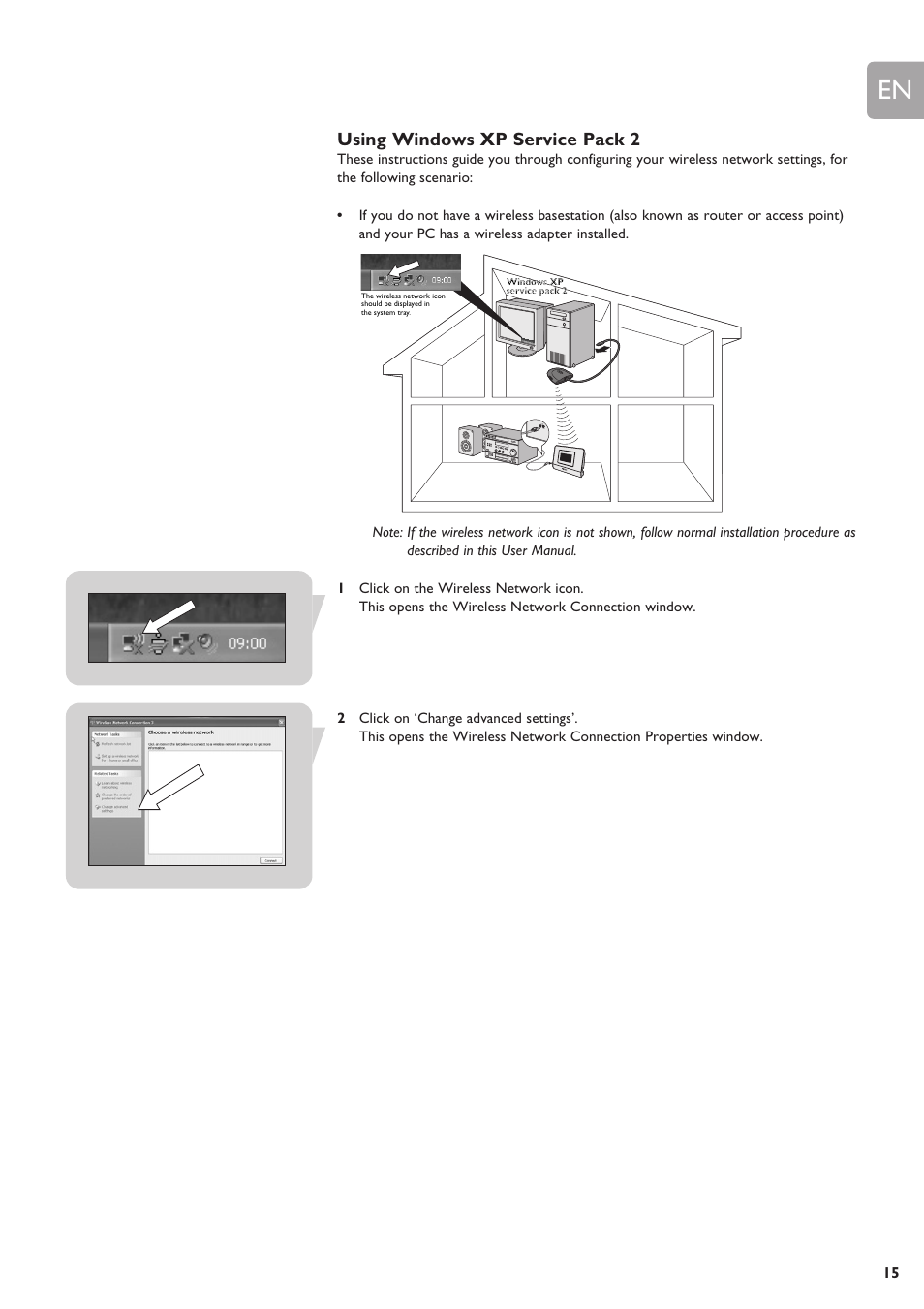 Using windows xp service pack 2 | Philips SLA5500NS-17 User Manual | Page 15 / 38