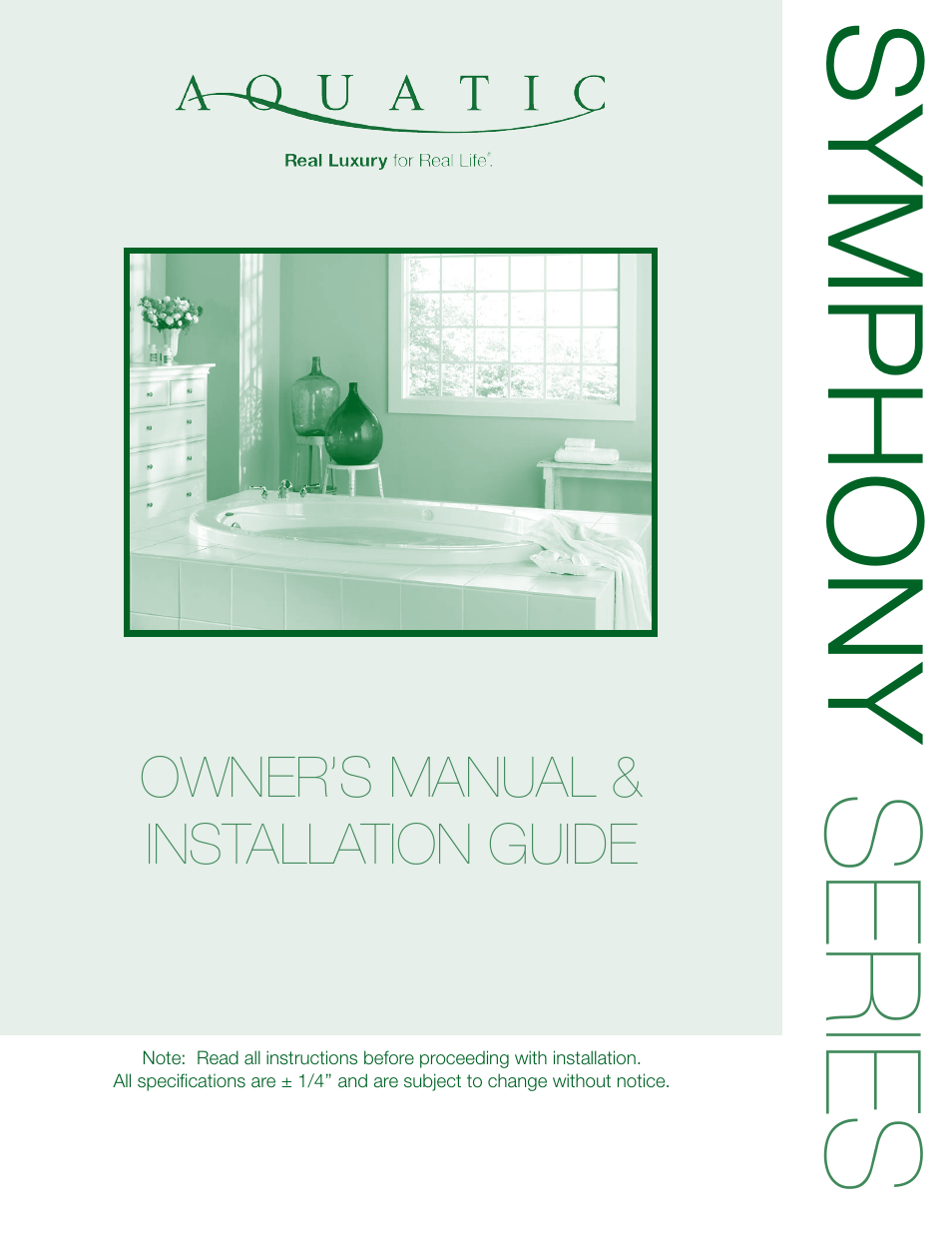 Aquatic SYMPHONY SERIES User Manual | 28 pages