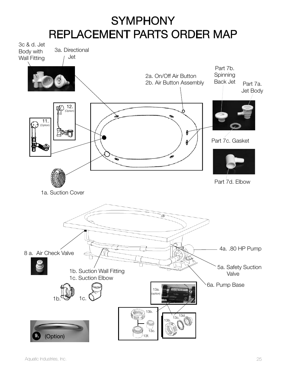 Symphony replacement parts order map | Aquatic SYMPHONY SERIES User Manual | Page 25 / 28