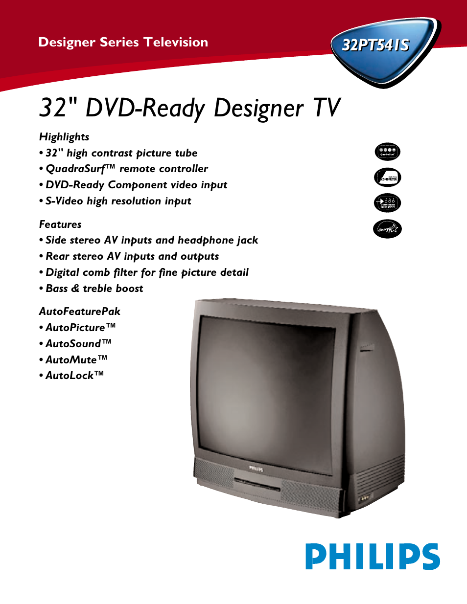 Philips 32PT541S User Manual | 2 pages