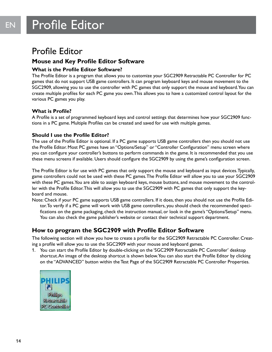 Profile editor | Philips SGC2909-27 User Manual | Page 14 / 42