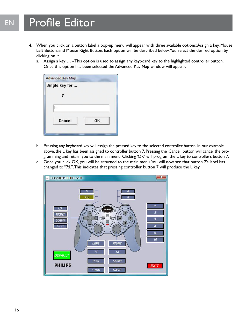 Profile editor | Philips SGC2909-27 User Manual | Page 16 / 42