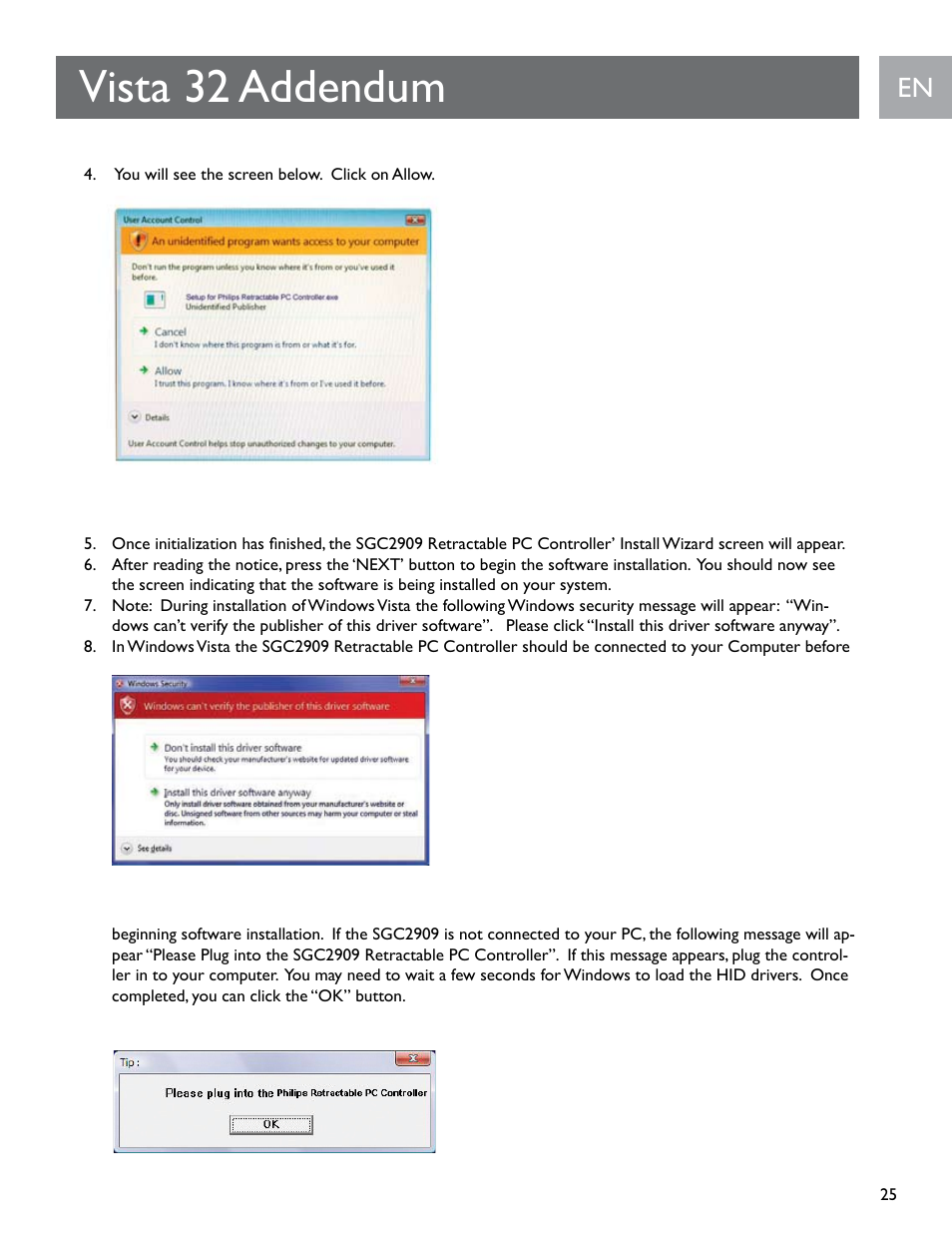 Vista 32 addendum | Philips SGC2909-27 User Manual | Page 25 / 42