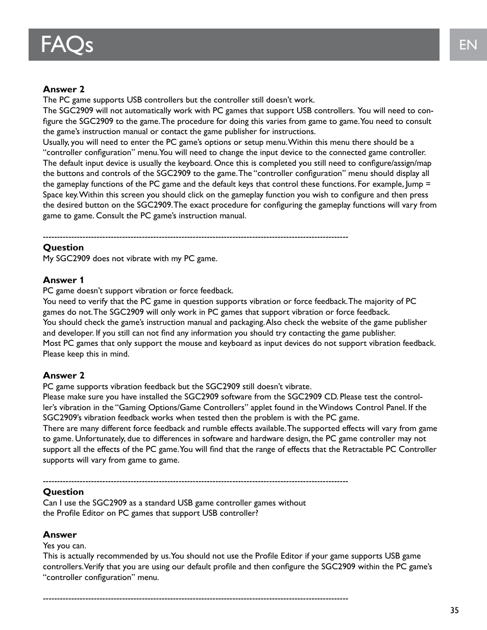 Faqs | Philips SGC2909-27 User Manual | Page 35 / 42