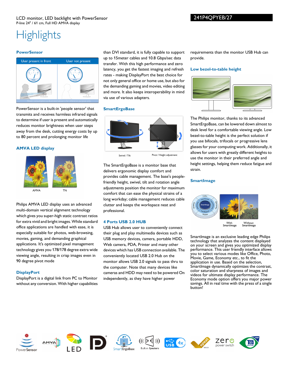 Highlights | Philips 241P4QPYEB-27 User Manual | Page 2 / 3
