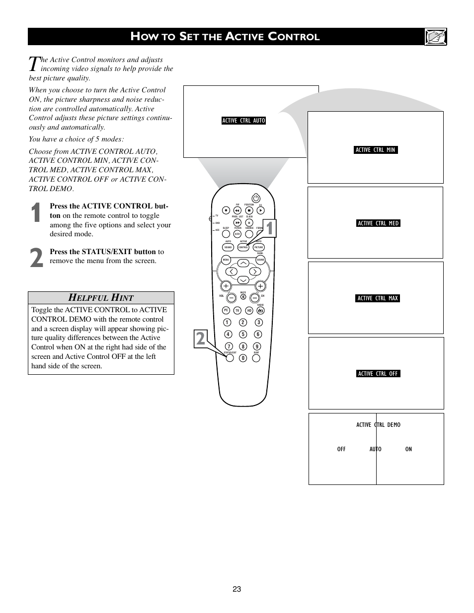 Ow to, Et the, Ctive | Ontrol, Elpful | Philips 15PF9936-37 User Manual | Page 23 / 64