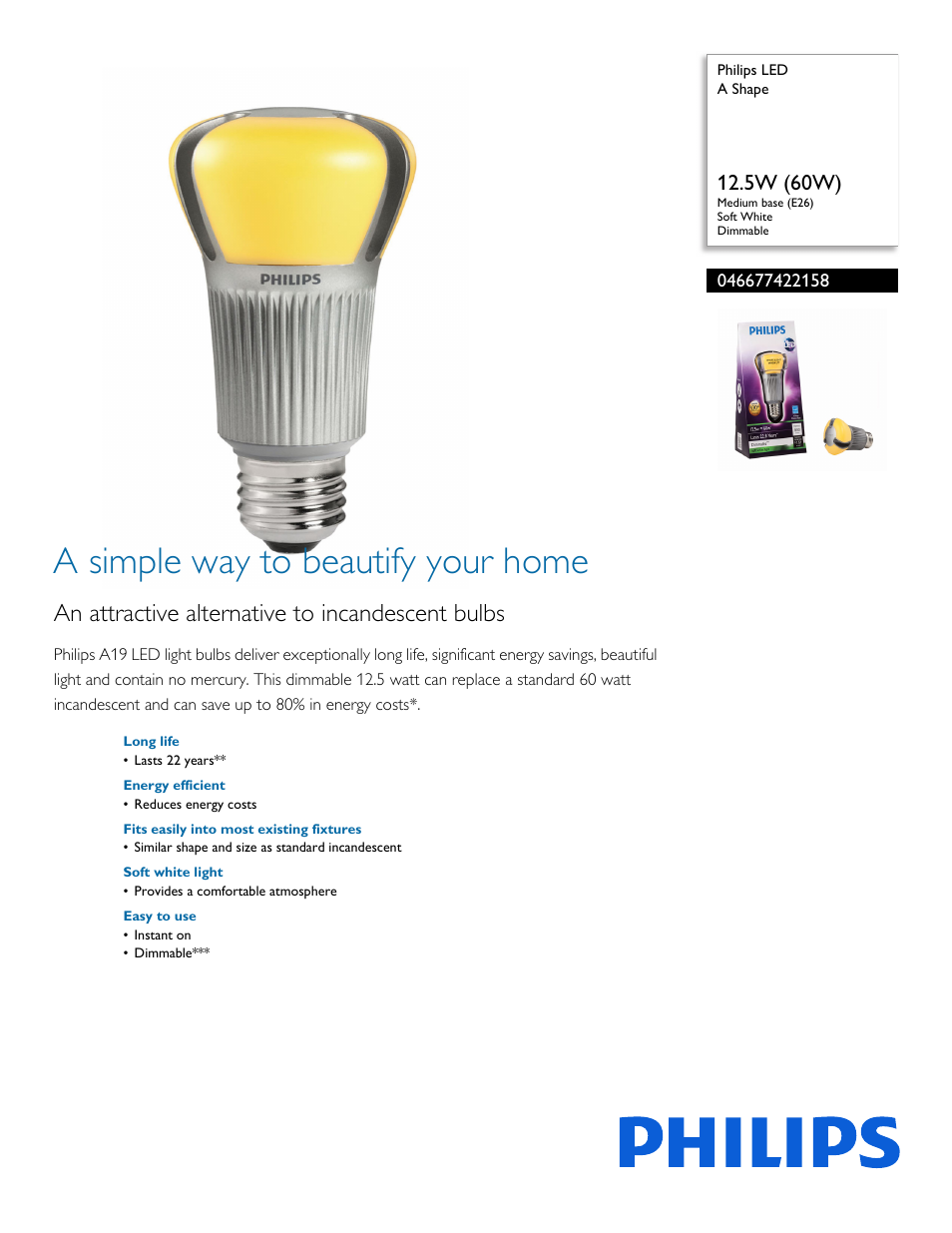 Philips 046677422158 User Manual | 2 pages