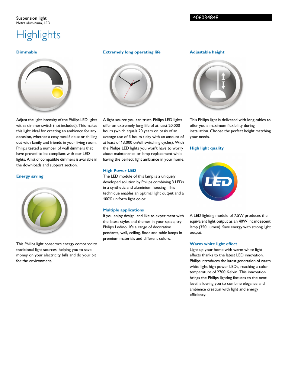 Highlights | Philips 406034848 User Manual | Page 2 / 3