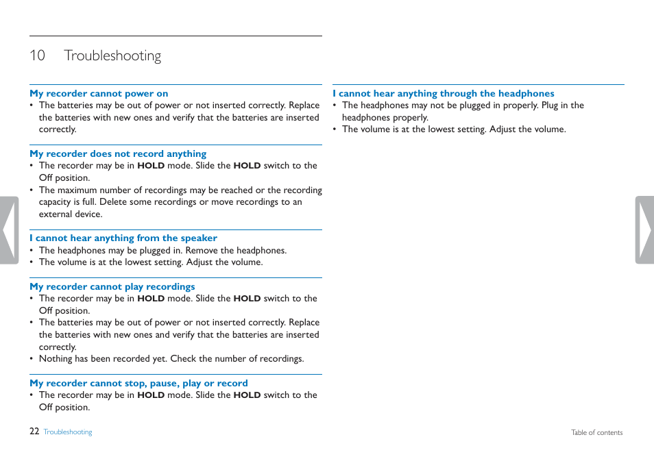 Troubleshooting, 10 troubleshooting | Philips LFH0884-00 User Manual | Page 22 / 24