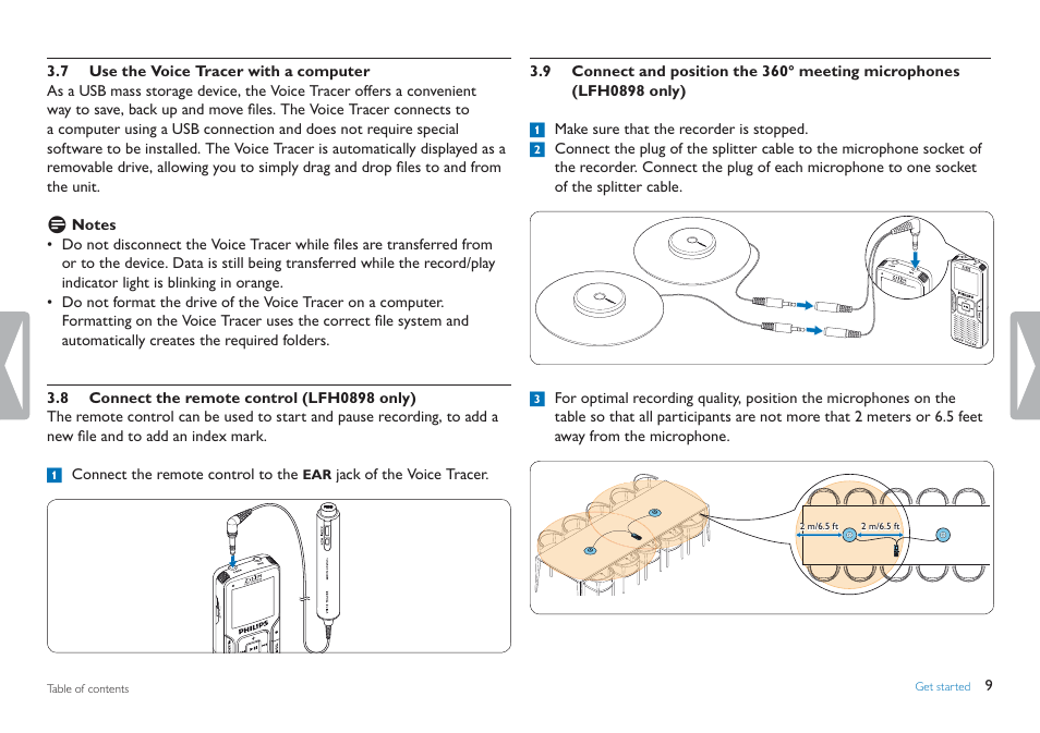 Use the voice tracer with a computer, Connect the remote control (lfh0898 only) | Philips LFH0884-00 User Manual | Page 9 / 24