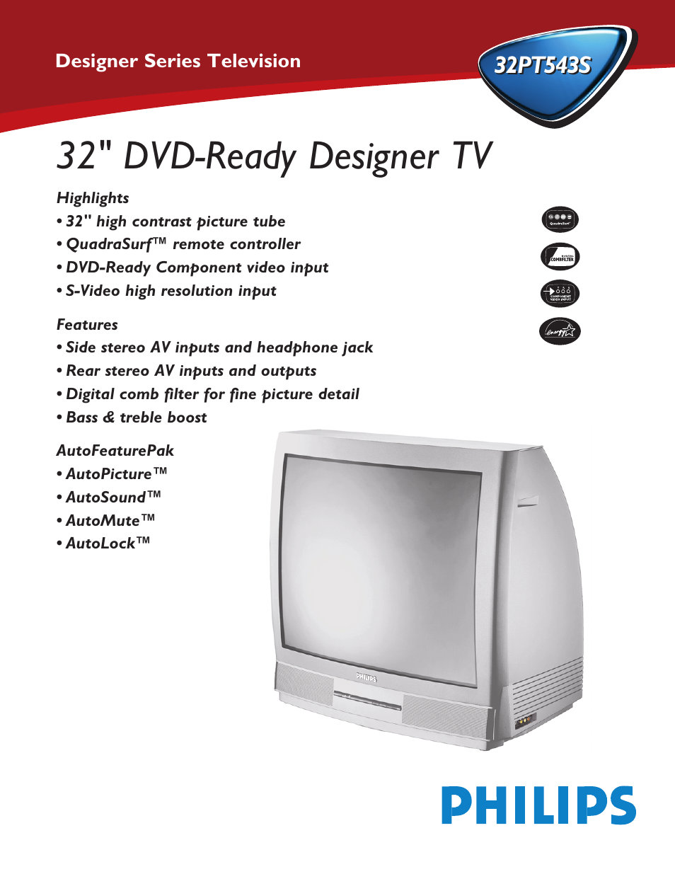 Philips 32PT543S User Manual | 2 pages
