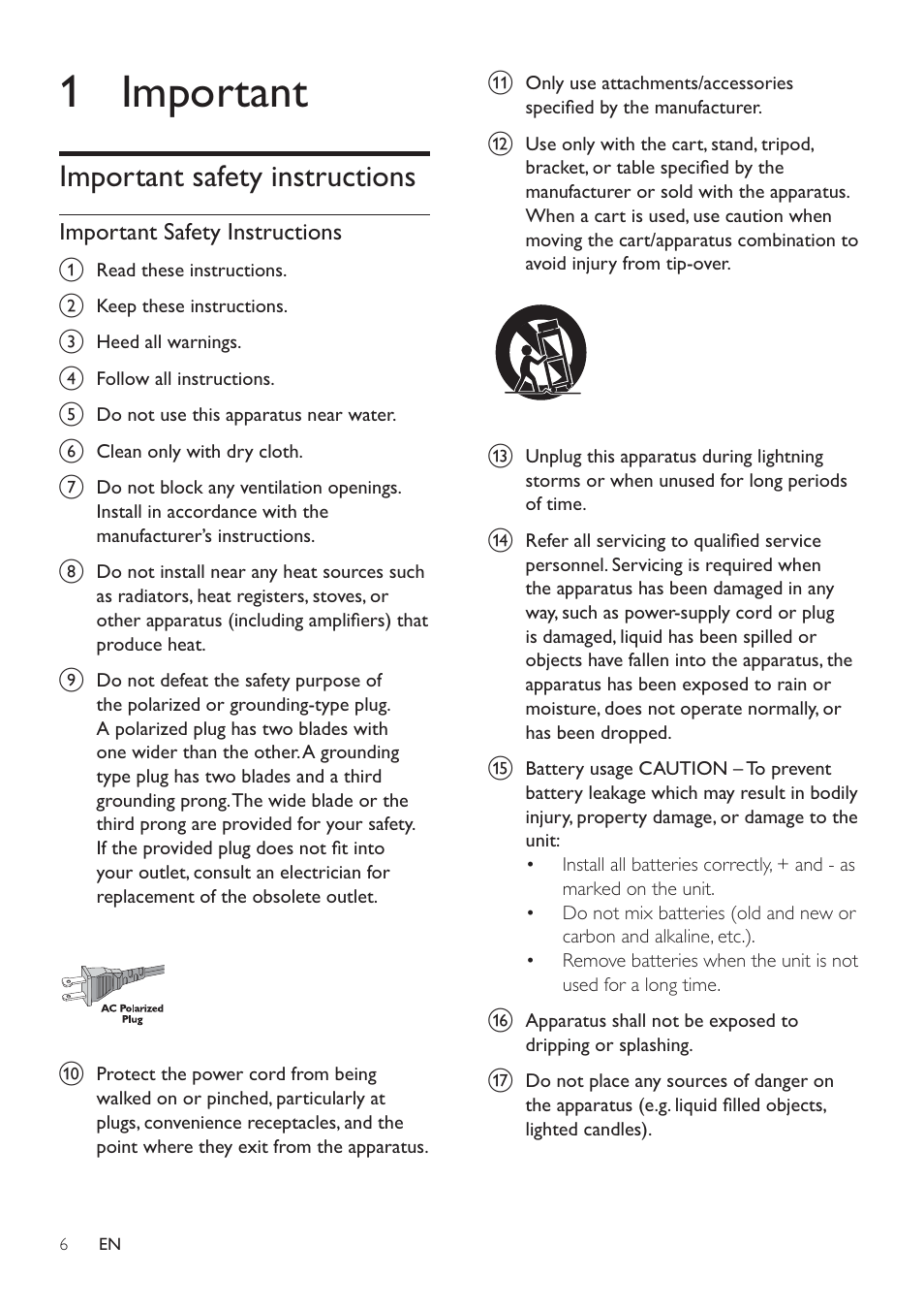 1 important | Philips HSB3280-F7B User Manual | Page 5 / 30