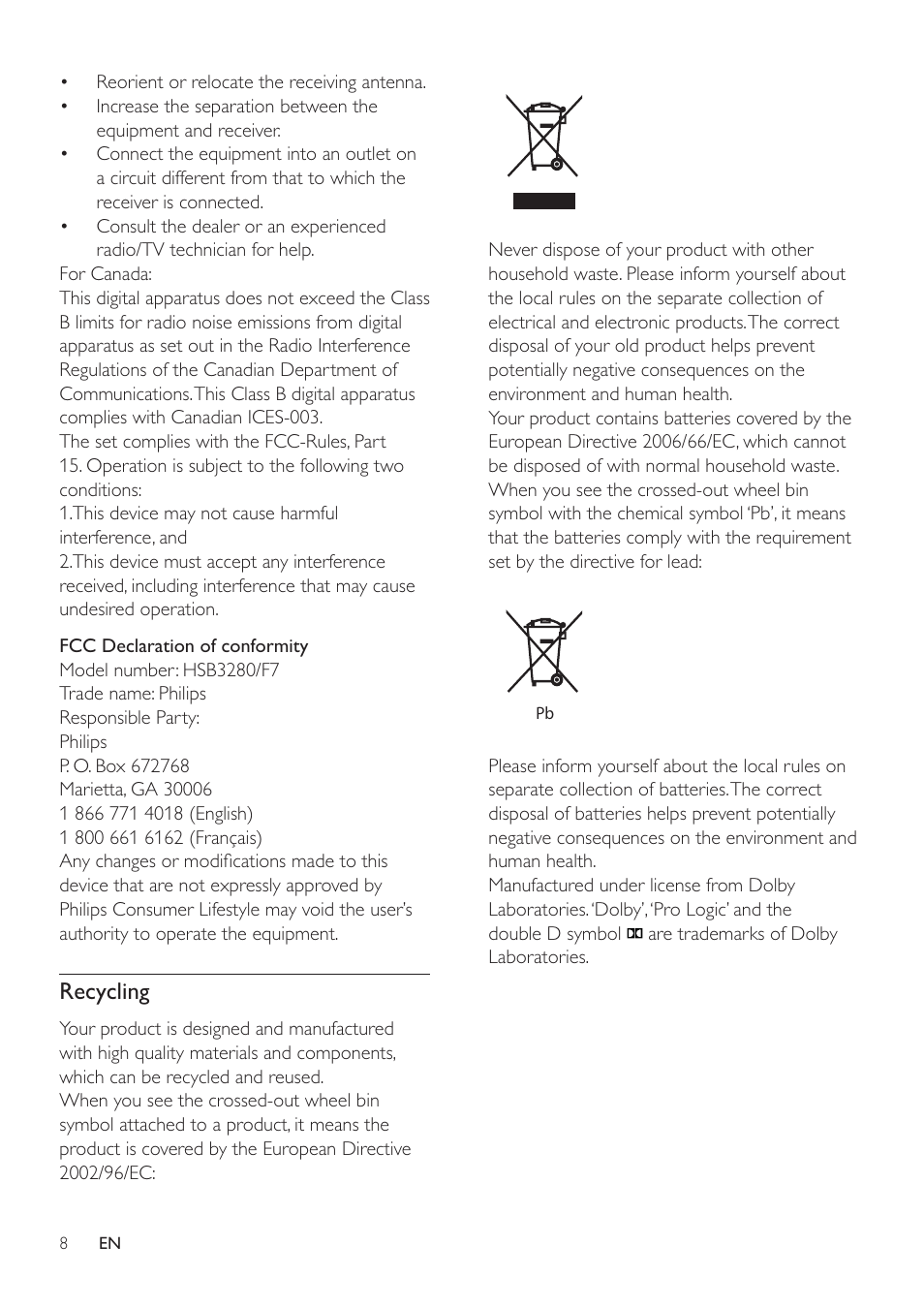 Philips HSB3280-F7B User Manual | Page 7 / 30