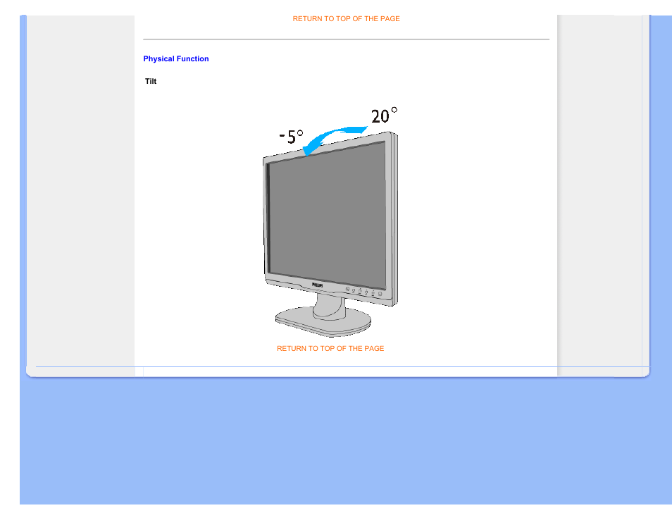 Physical function | Philips Brilliance LCD monitor 170S9FB 17" SXGA User Manual | Page 15 / 110