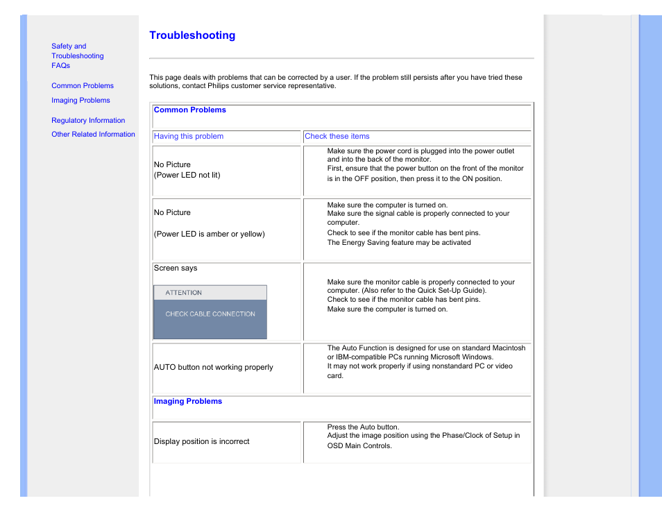 Troubleshooting | Philips Brilliance LCD monitor 170S9FB 17" SXGA User Manual | Page 43 / 110