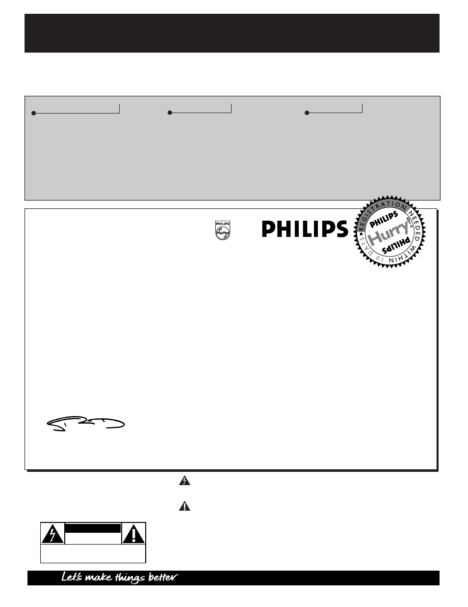 Safety, Warranty verification, Owner confirmation | Model registration, Know these, Symbols | Philips 64PP975199 User Manual | Page 2 / 53
