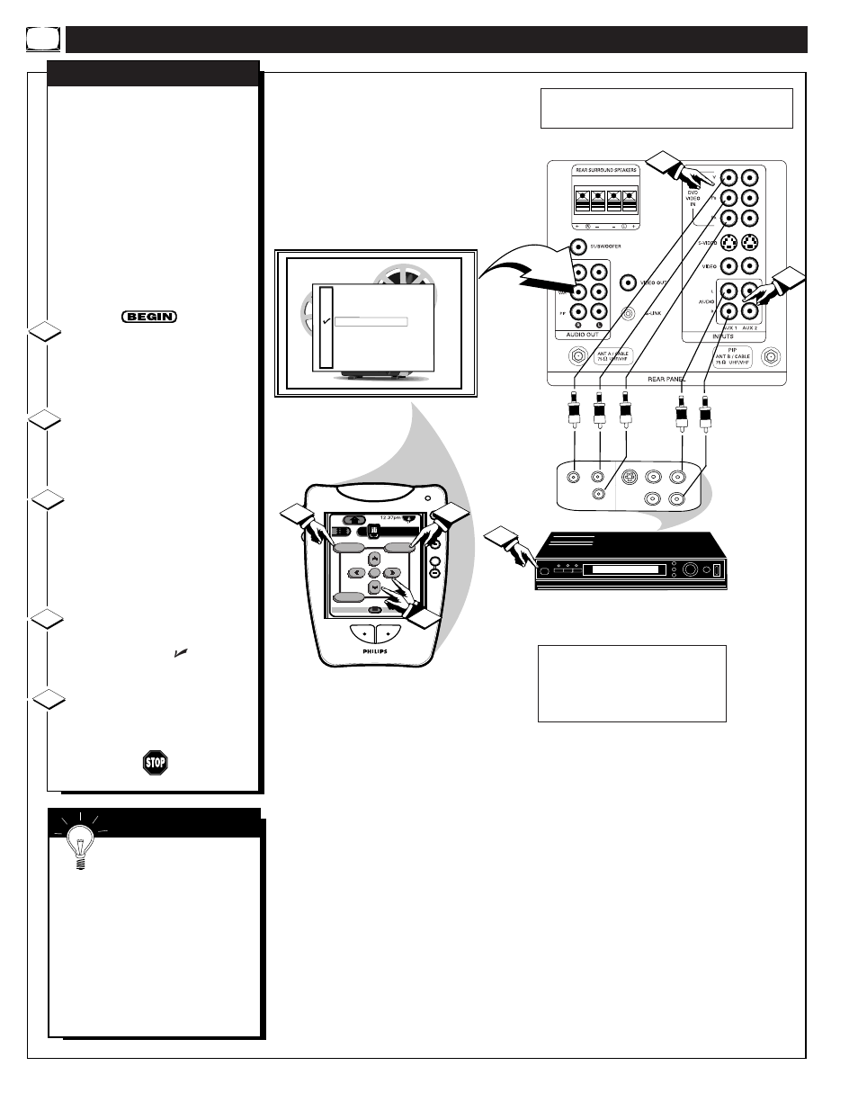 Sing the, Udio, Ideo | Nput, Acks, Continued | Philips 64PP975199 User Manual | Page 36 / 53