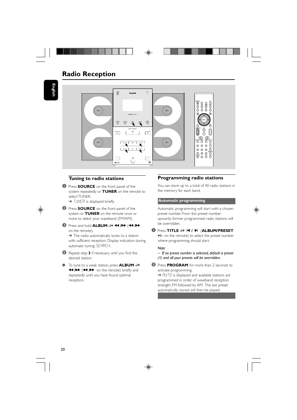 Radio reception | Philips MCM309R-37 User Manual | Page 20 / 35