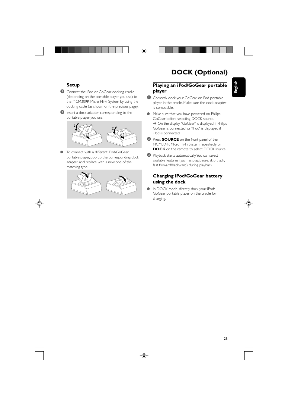 Dock (optional) | Philips MCM309R-37 User Manual | Page 25 / 35