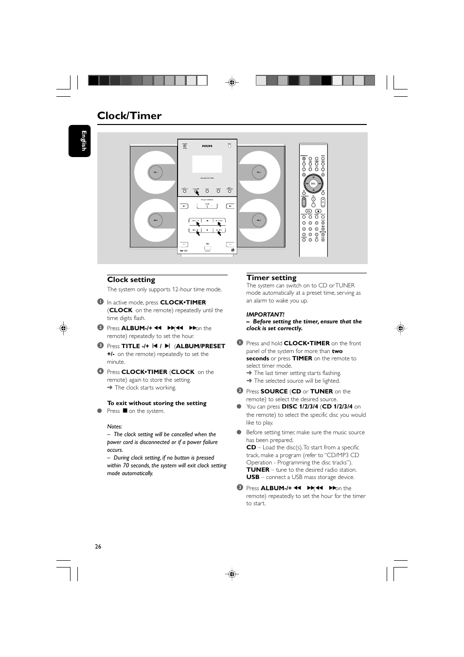 Clock/timer | Philips MCM309R-37 User Manual | Page 26 / 35