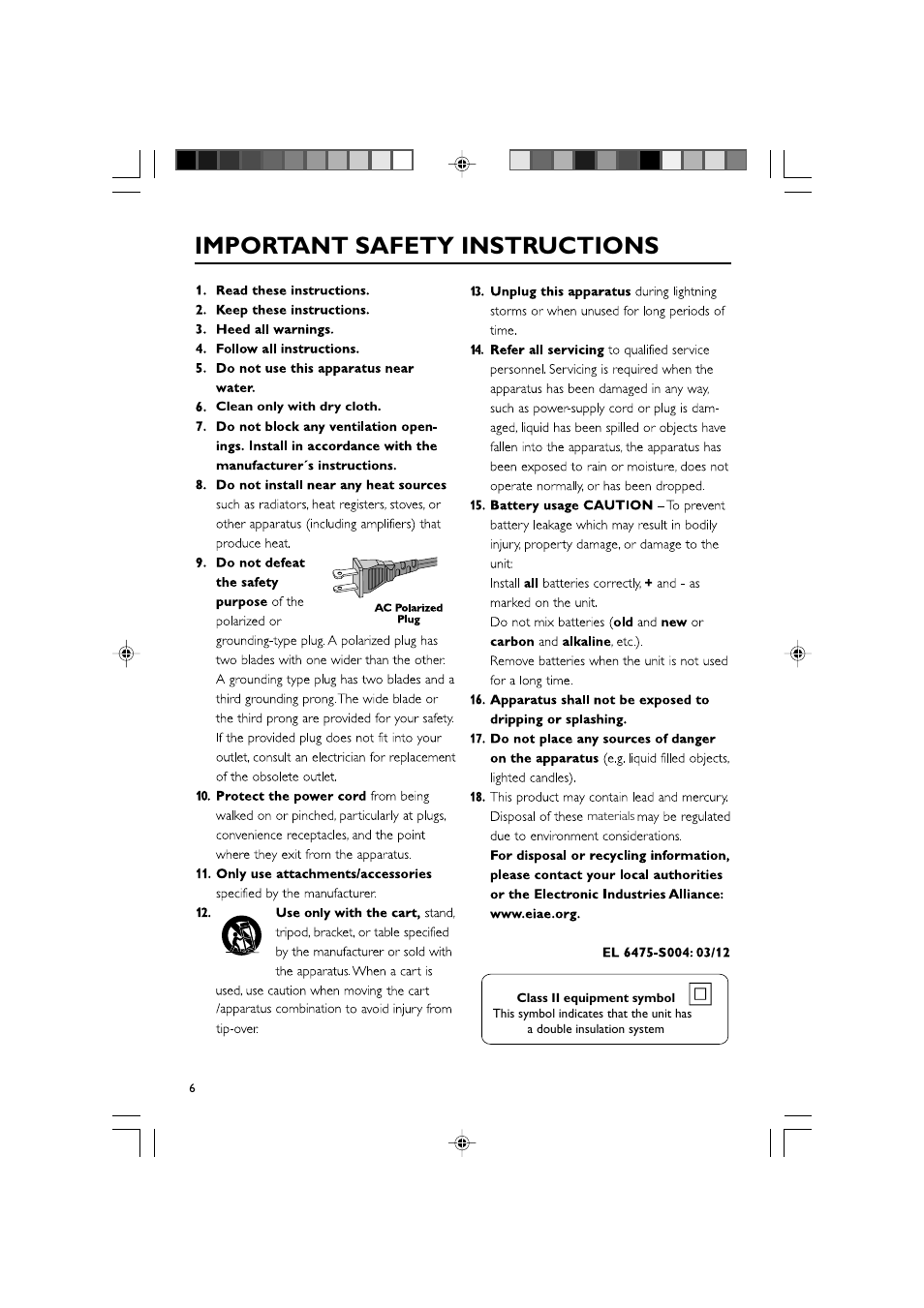 Important safety instructions | Philips MCM309R-37 User Manual | Page 6 / 35