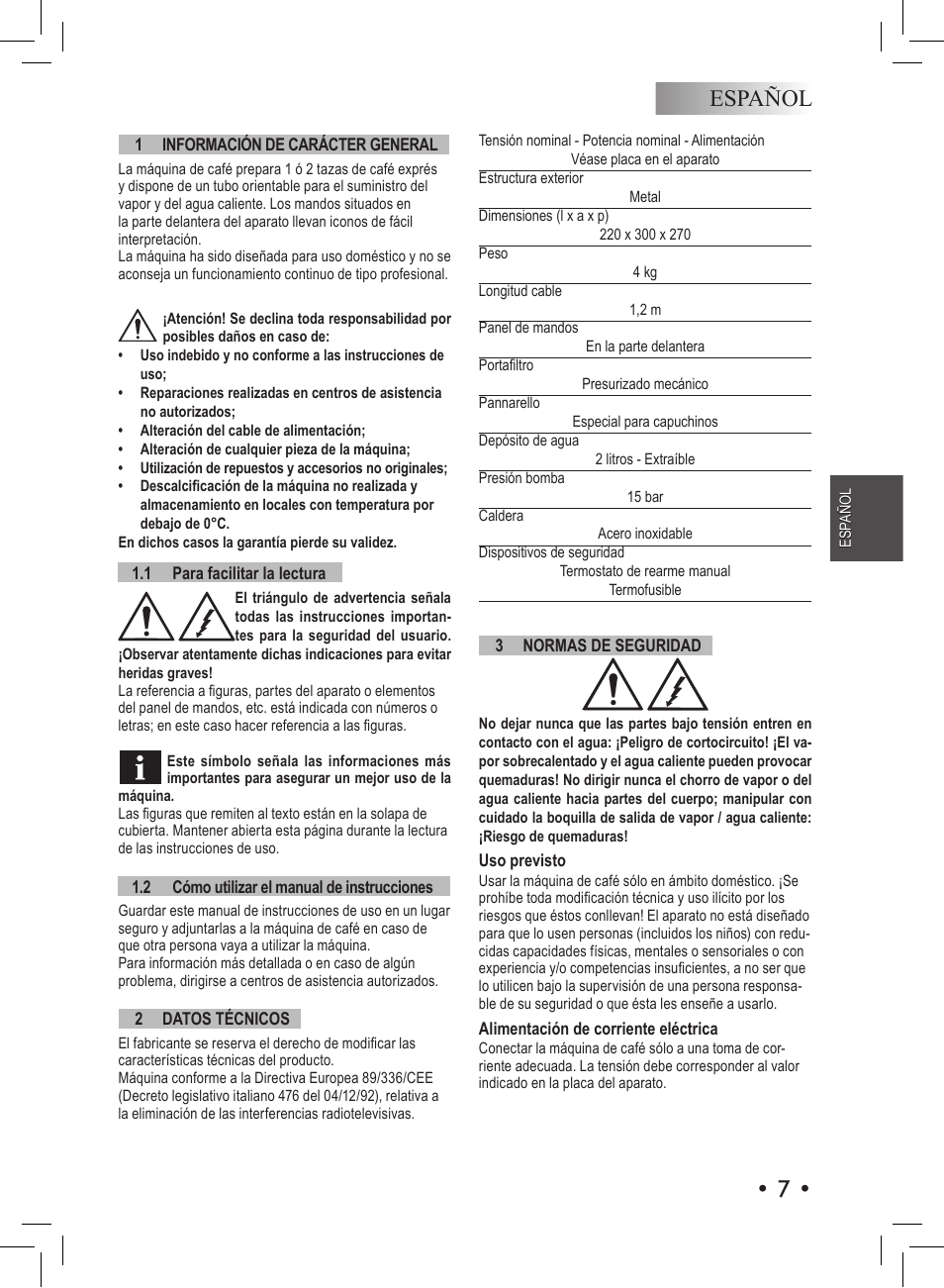 Español | Philips RI9366-47 User Manual | Page 31 / 44