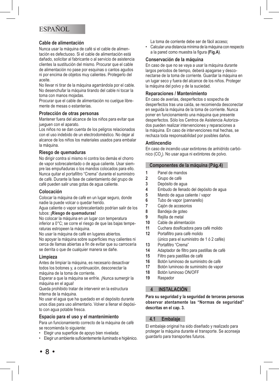 Español | Philips RI9366-47 User Manual | Page 32 / 44