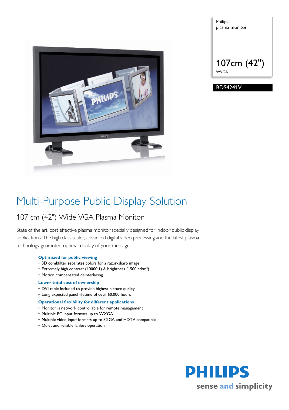 Philips BDS4241V-27B User Manual | 3 pages