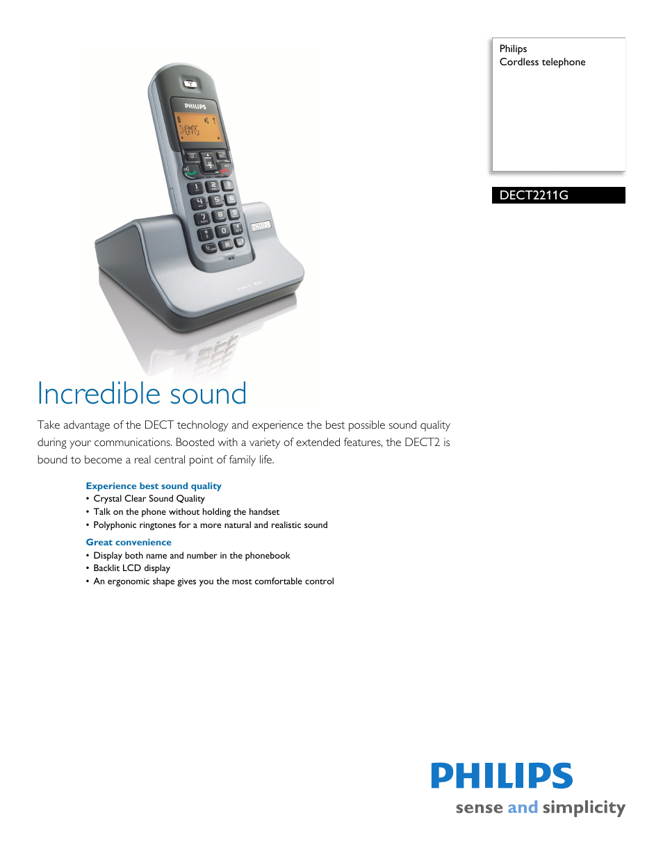 Philips DECT2211G-37 User Manual | 2 pages