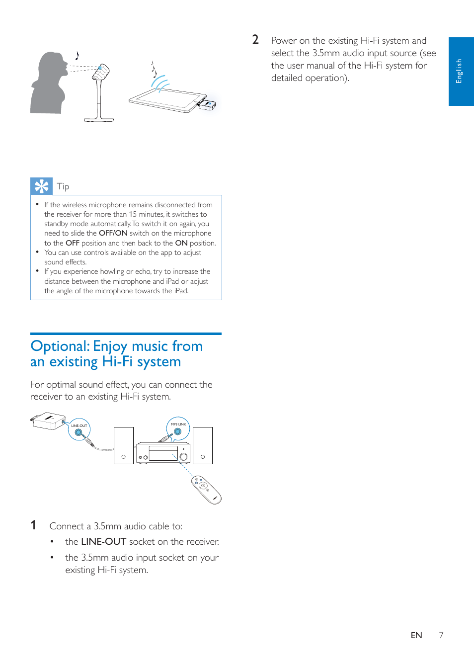 Optional: enjoy music from an existing, Hi-fi system | Philips AEA3000-00 User Manual | Page 9 / 12