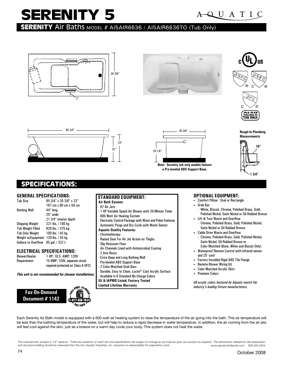 Aquatic Serenity 5 AI5AIR6636 User Manual | 1 page