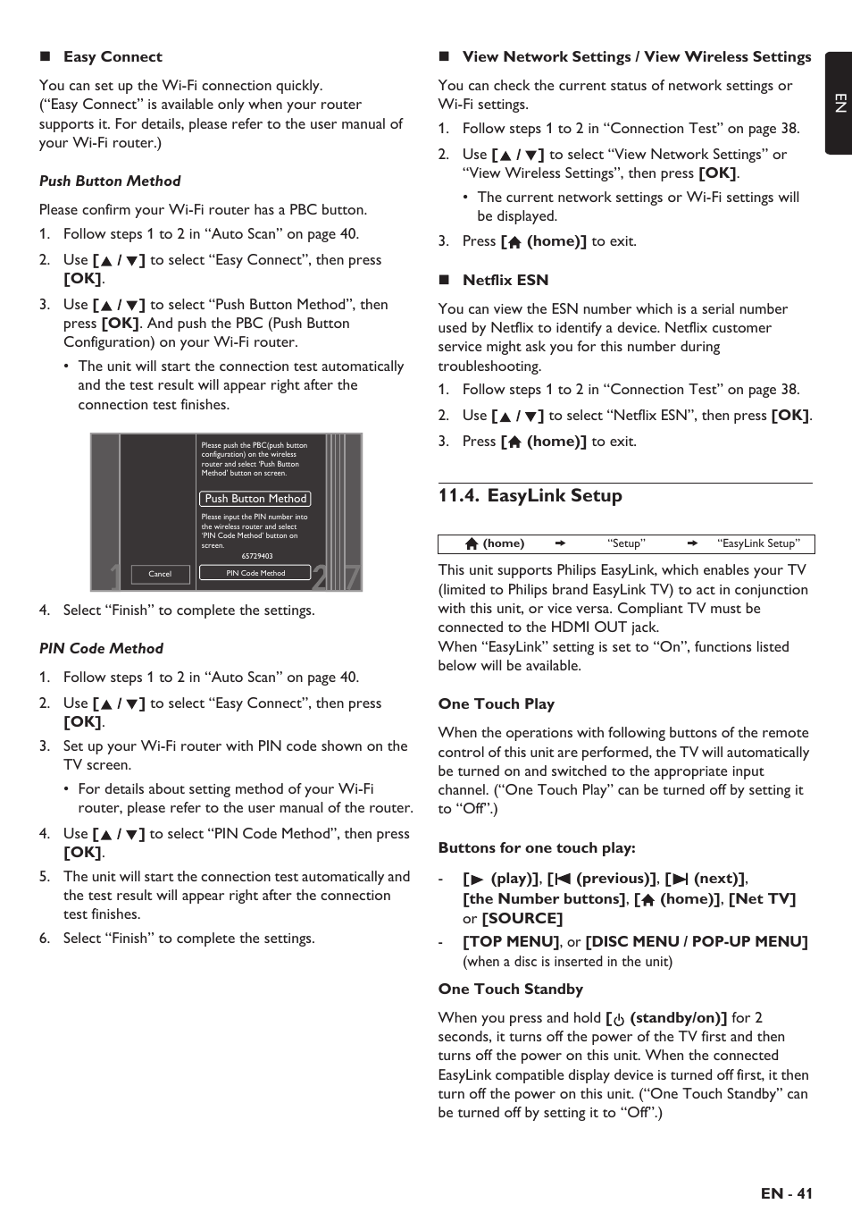 Easylink setup | Philips Blu-ray home theater system HTS3106 User Manual | Page 41 / 56