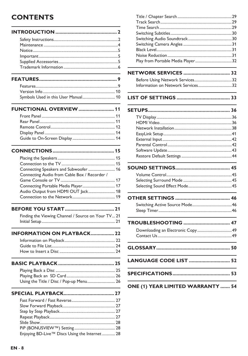 Philips Blu-ray home theater system HTS3106 User Manual | Page 8 / 56