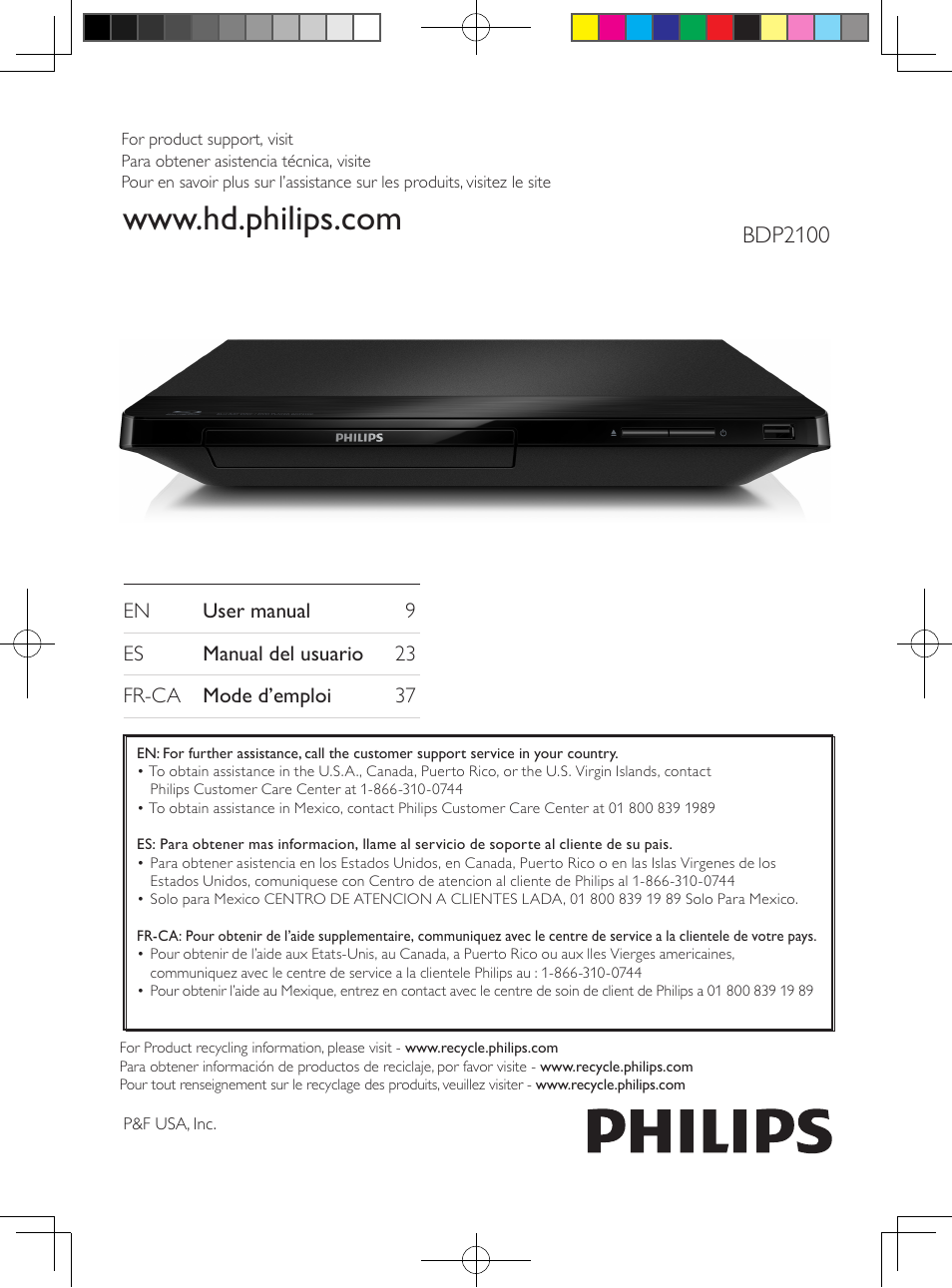 Philips BDP2100-F7 User Manual | 24 pages