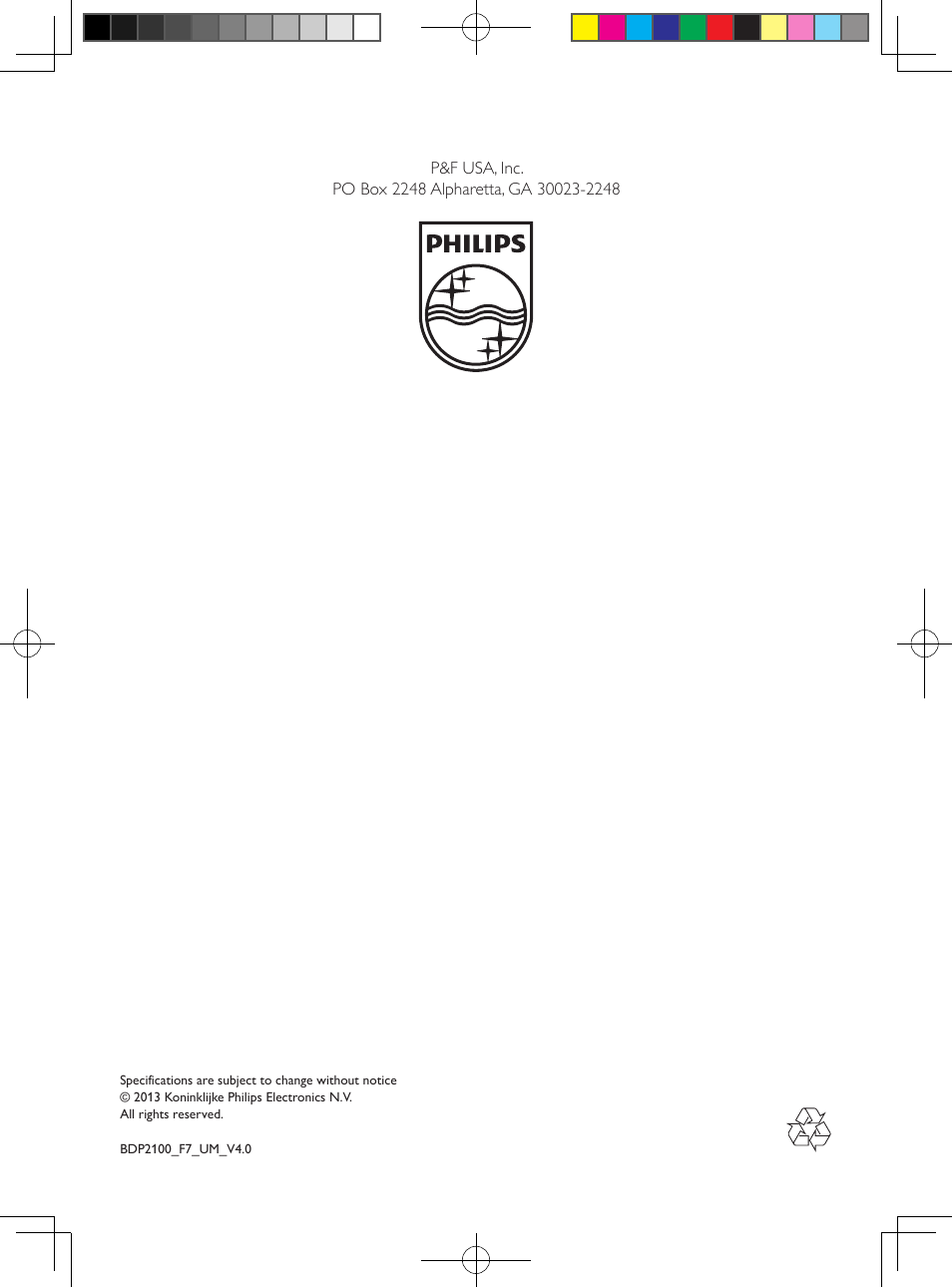 Philips BDP2100-F7 User Manual | Page 24 / 24