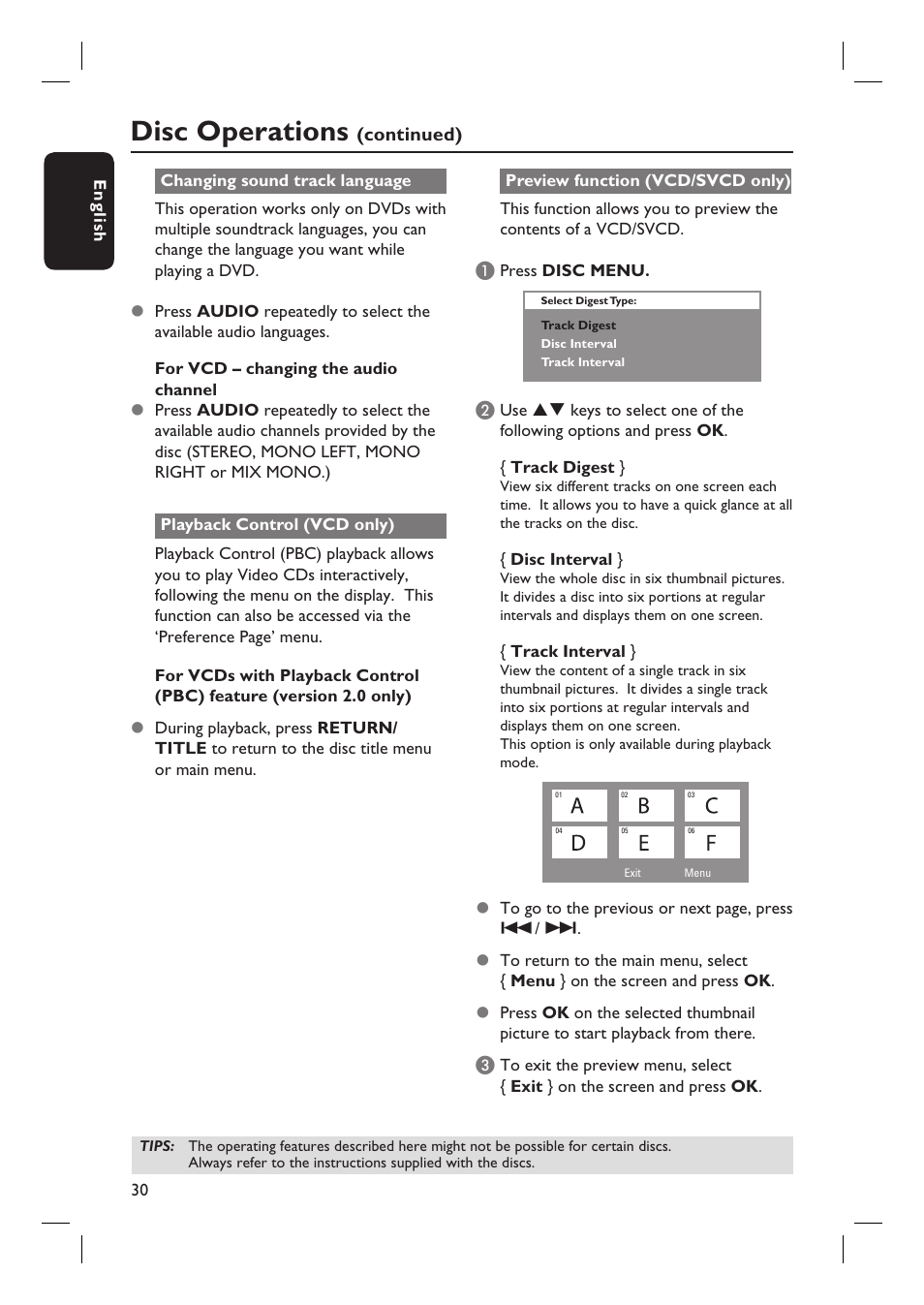 Disc operations | Philips HTS6500-37 User Manual | Page 30 / 55