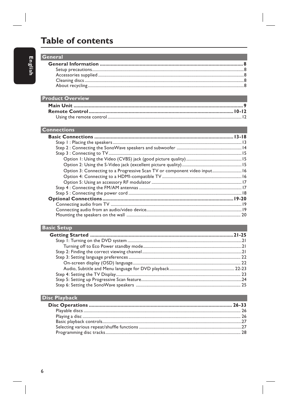 Philips HTS6500-37 User Manual | Page 6 / 55