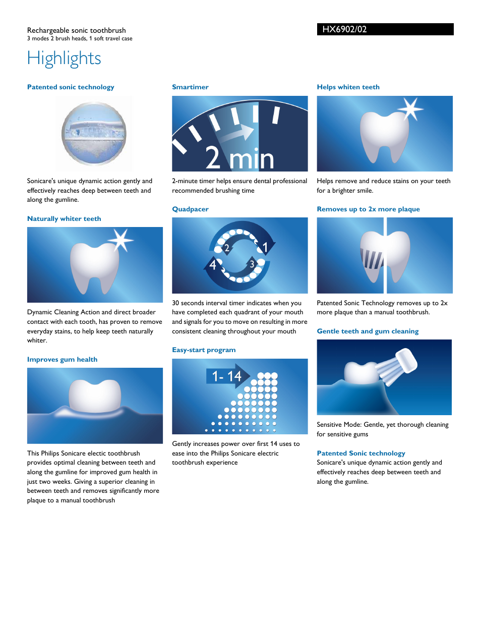 Highlights | Philips HX6902-02 User Manual | Page 2 / 3