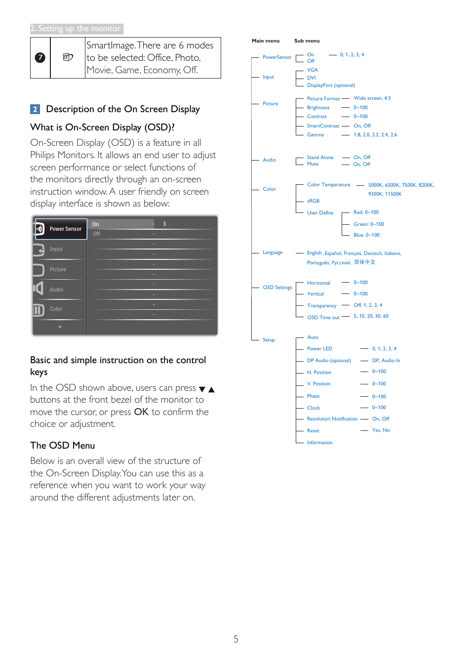 Setting up the monitor | Philips 221P3LPEB-00 User Manual | Page 7 / 47