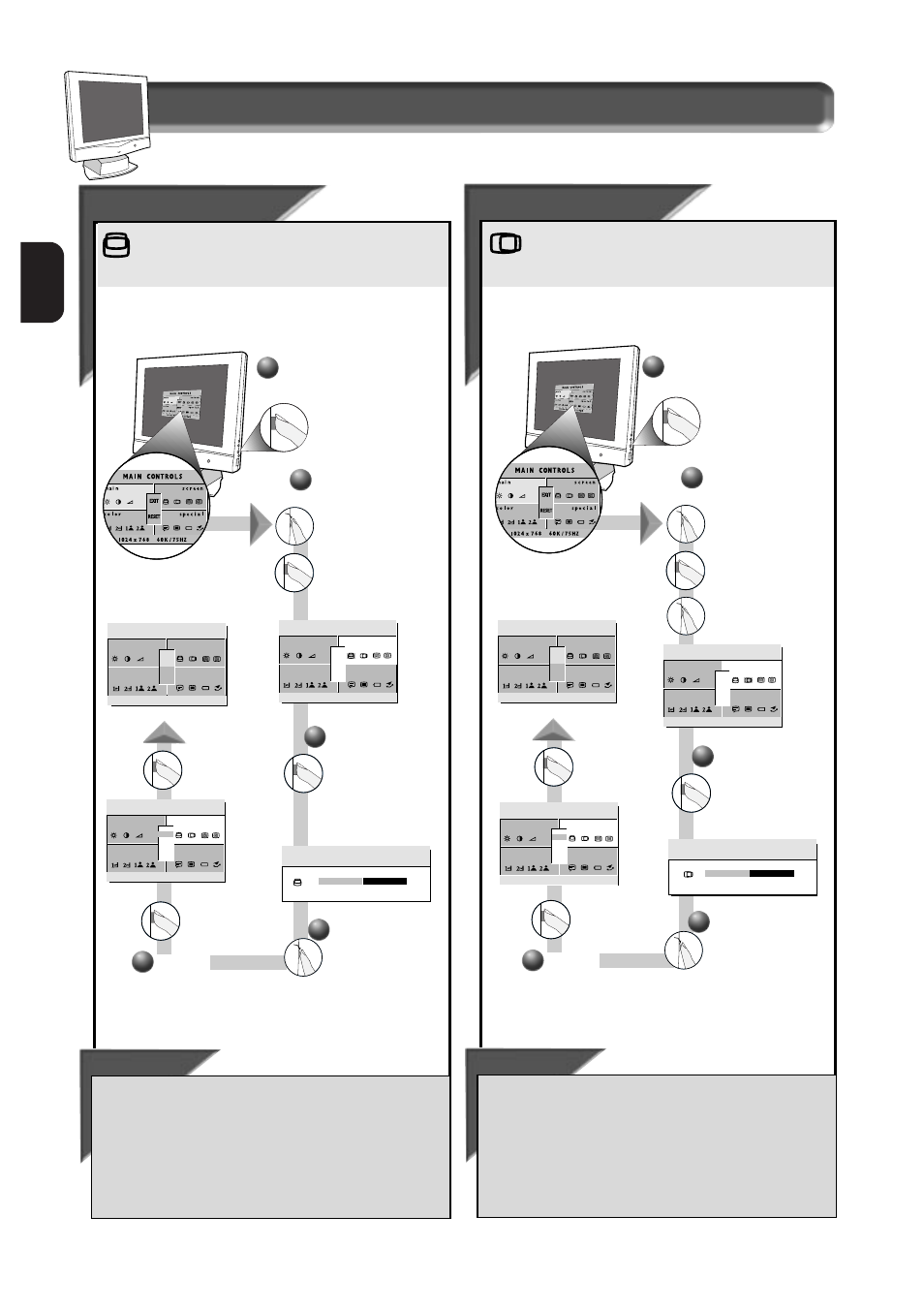 E n how to use the on screen display (osd), Horizont, Smart help | Philips 151AX User Manual | Page 12 / 22