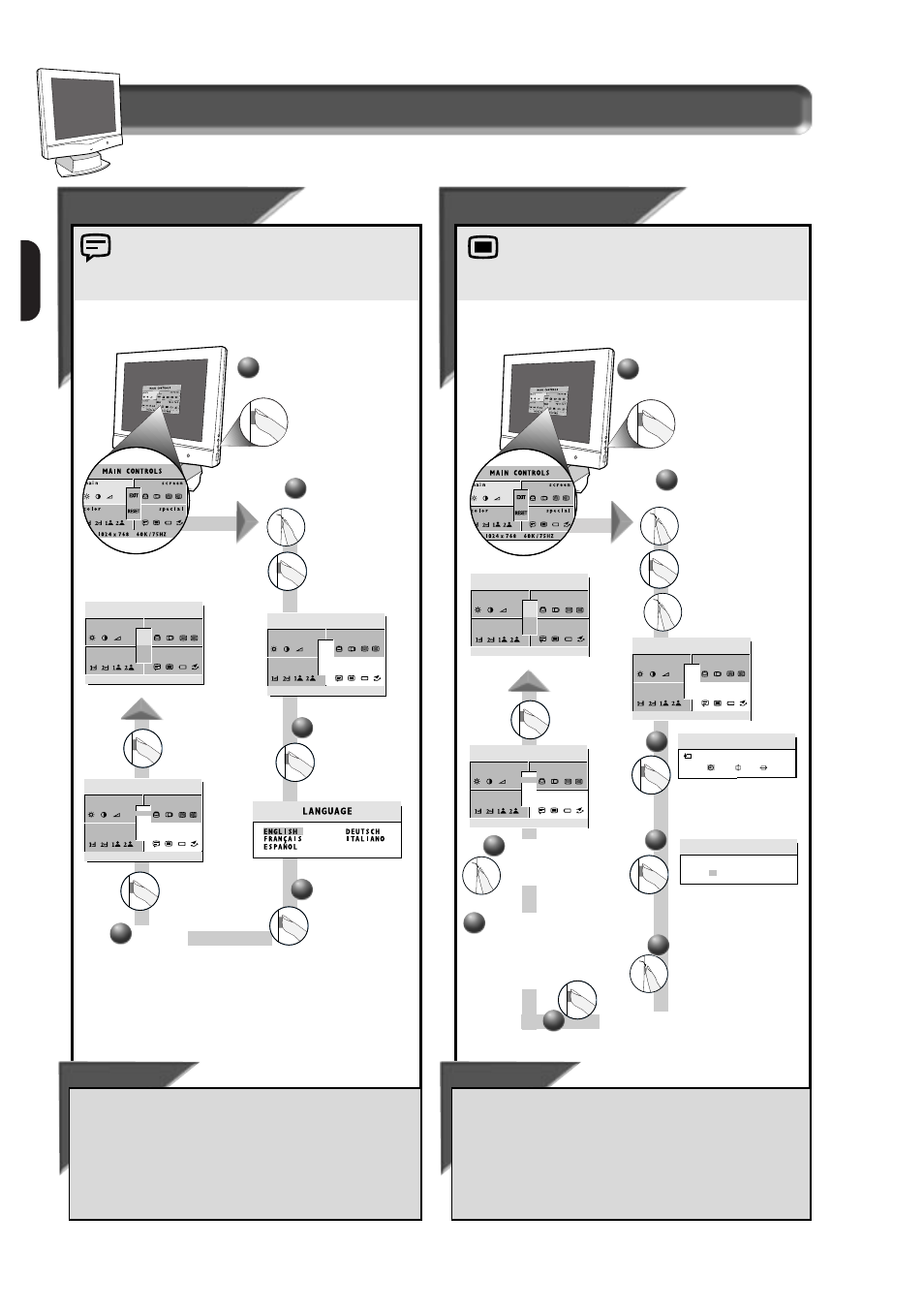 E n how to use the on screen display (osd), Langu angu age age, Osd controls | Smart help 1 1, Smart help | Philips 151AX User Manual | Page 16 / 22