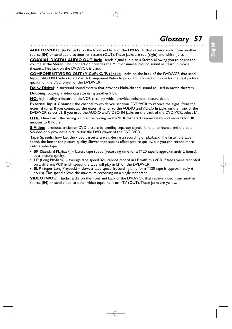 Glossary 57 | Philips DVP3345V-17 User Manual | Page 57 / 126
