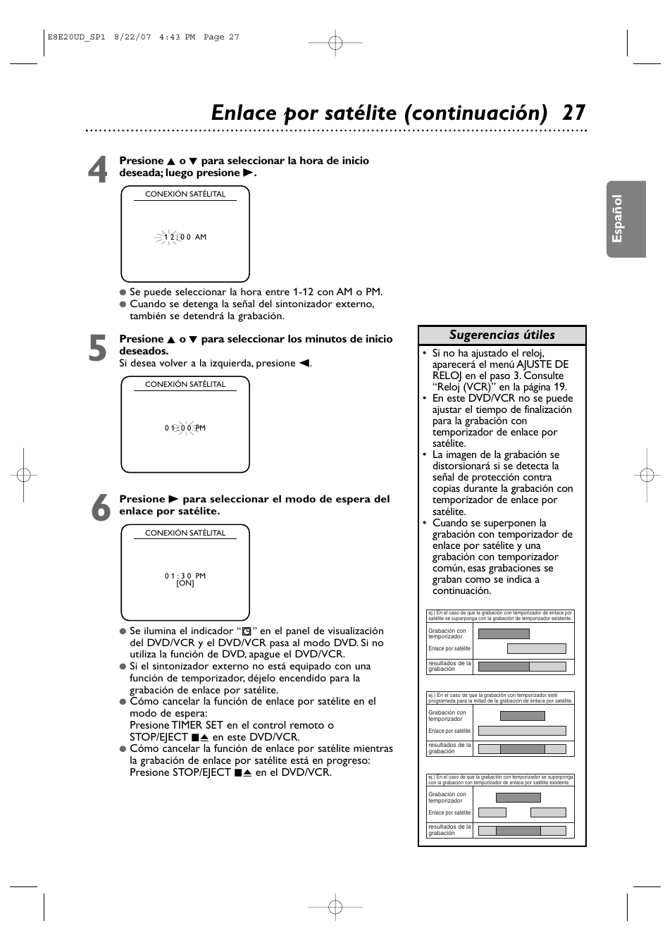 Enlace por satélite (continuación) 27 | Philips DVP3345V-17 User Manual | Page 89 / 126