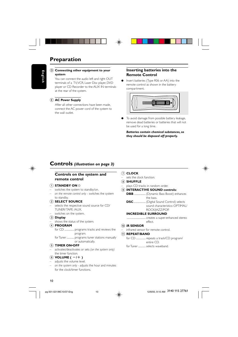 Preparation controls | Philips MC10 User Manual | Page 10 / 21