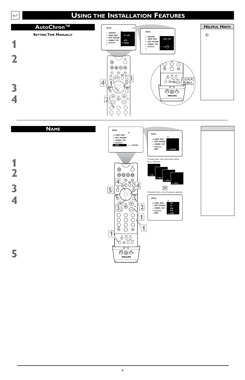 Sing the, Nstallation, Eatures n | Autochron | Philips 55PW9363 User Manual | Page 6 / 8