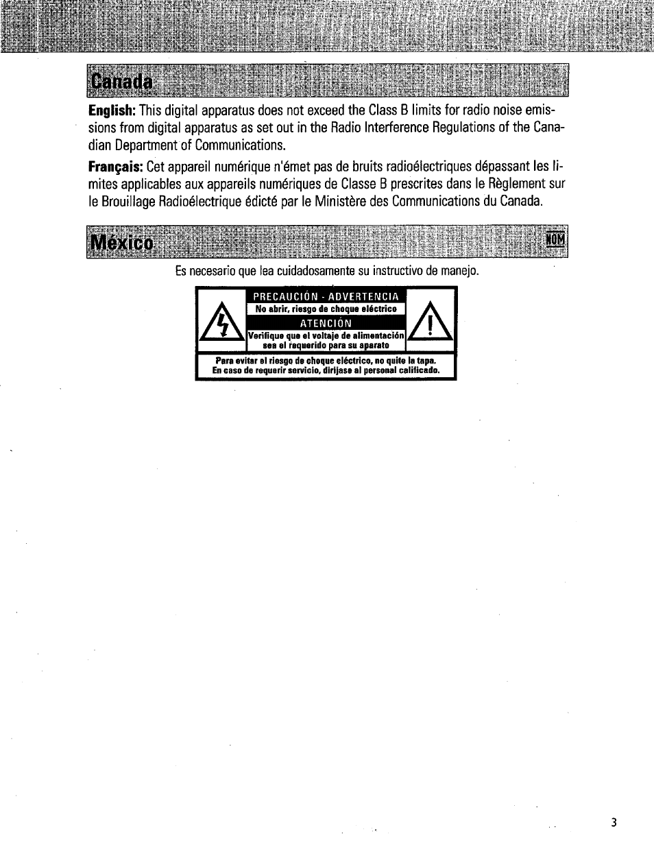 México, Français | Philips DSS350S1 User Manual | Page 3 / 9