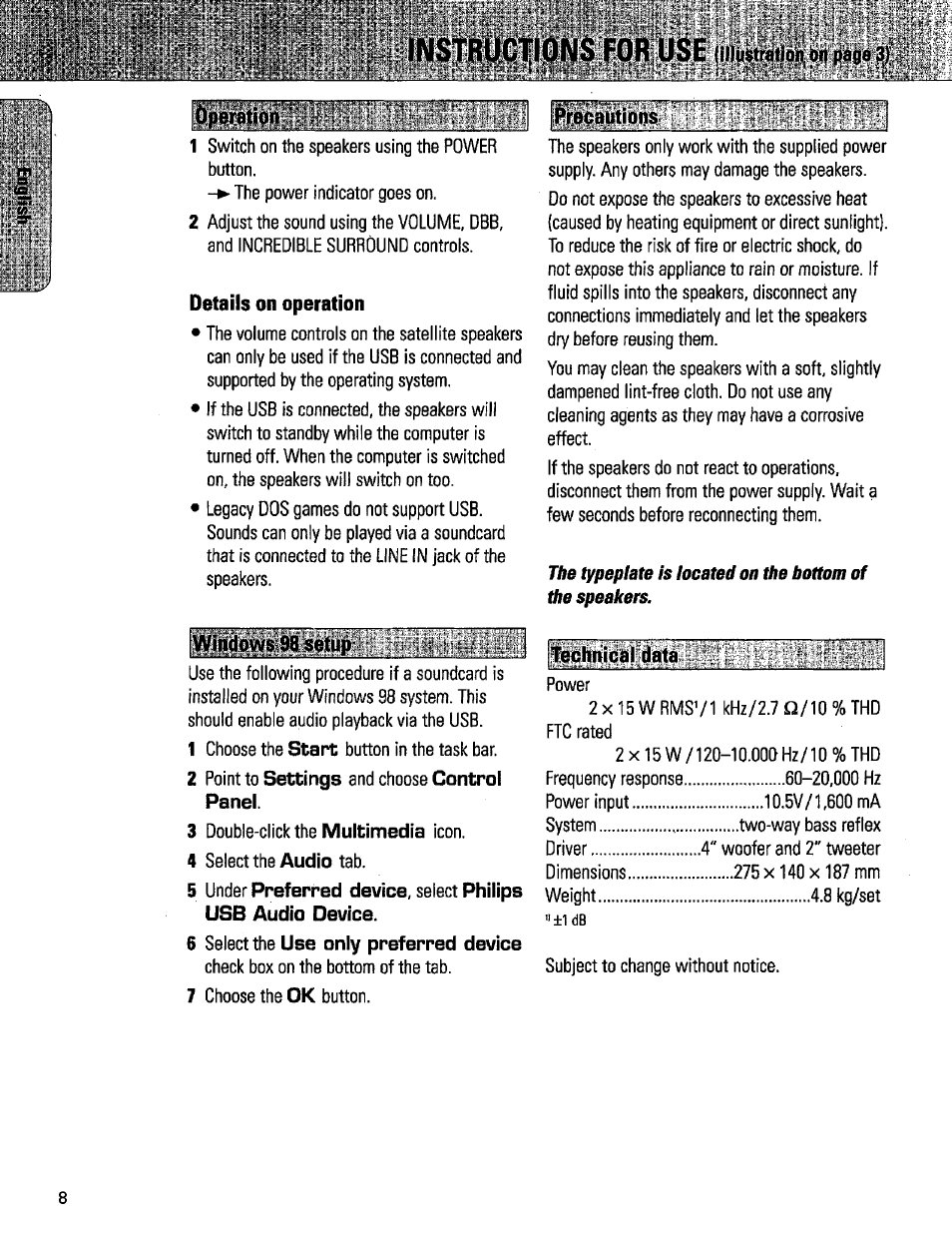 For use liimrat, Itiop | Philips DSS350S1 User Manual | Page 8 / 9