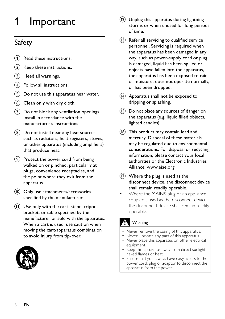 1 important, Safety, Safety 6 | Philips DC6210-37 User Manual | Page 6 / 19